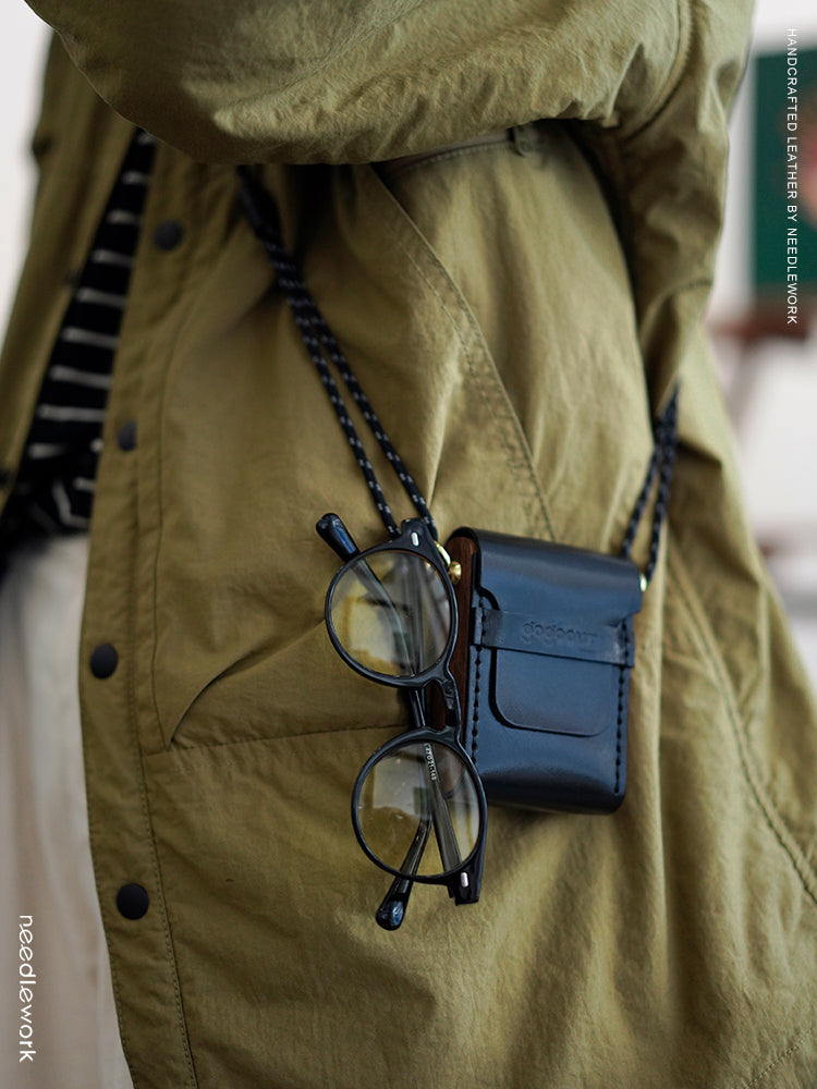 Genuine leather pear wood mini bag