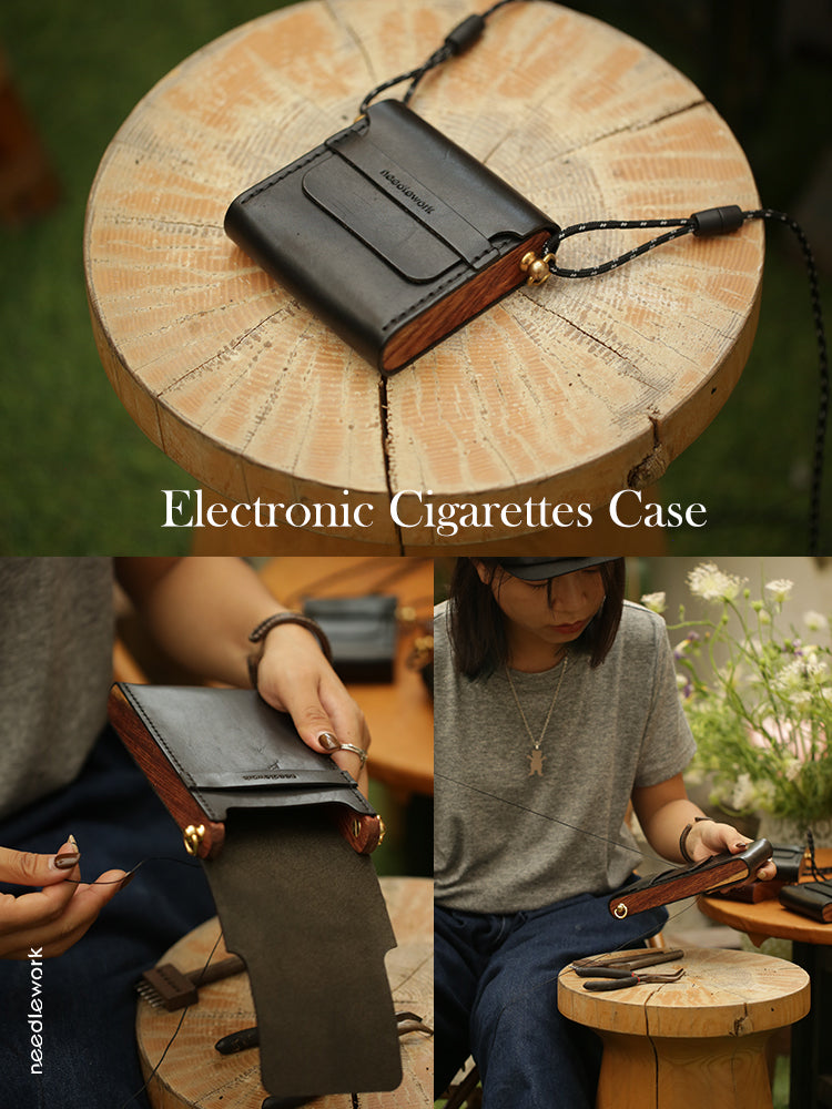 Genuine leather pear wood bag